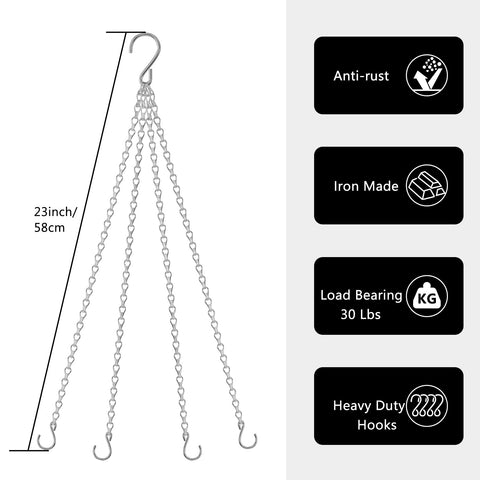 Garini 23-inch hanging chain with S hooks in silver for adjustable height