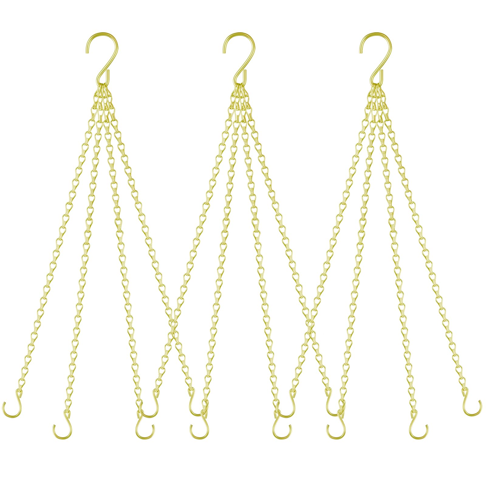 Garini 23-inch gold hanging chain shown with a planter for sturdy outdoor use.