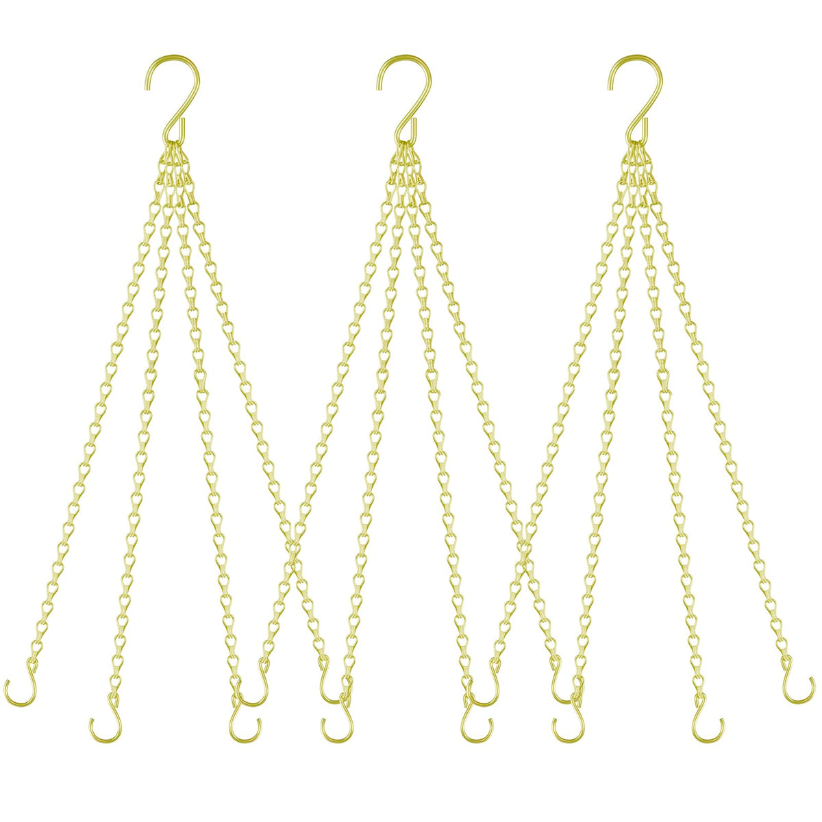 Garini 23-inch gold hanging chain shown with a planter for sturdy outdoor use.