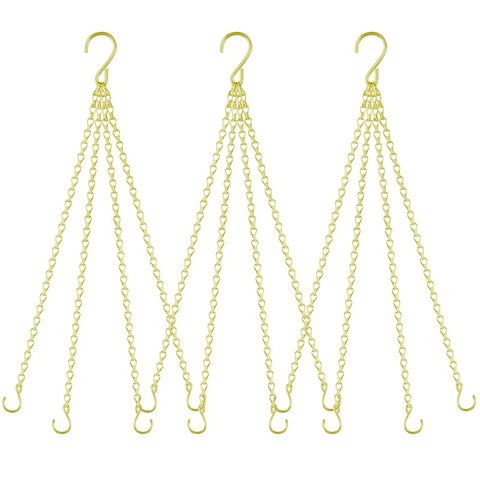 Garini 23-inch gold hanging chain shown with a planter for sturdy outdoor use.
