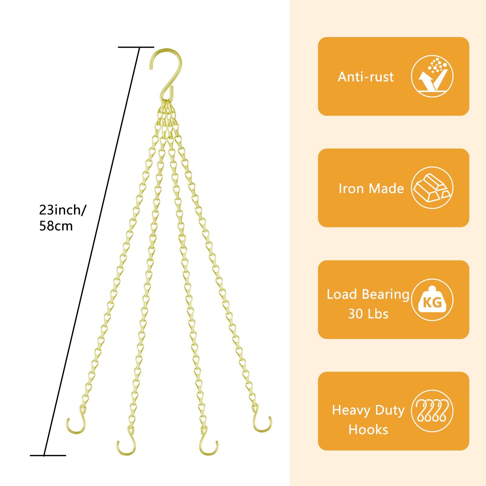 Garini adjustable-length chain demonstrates customization for different planter heights.