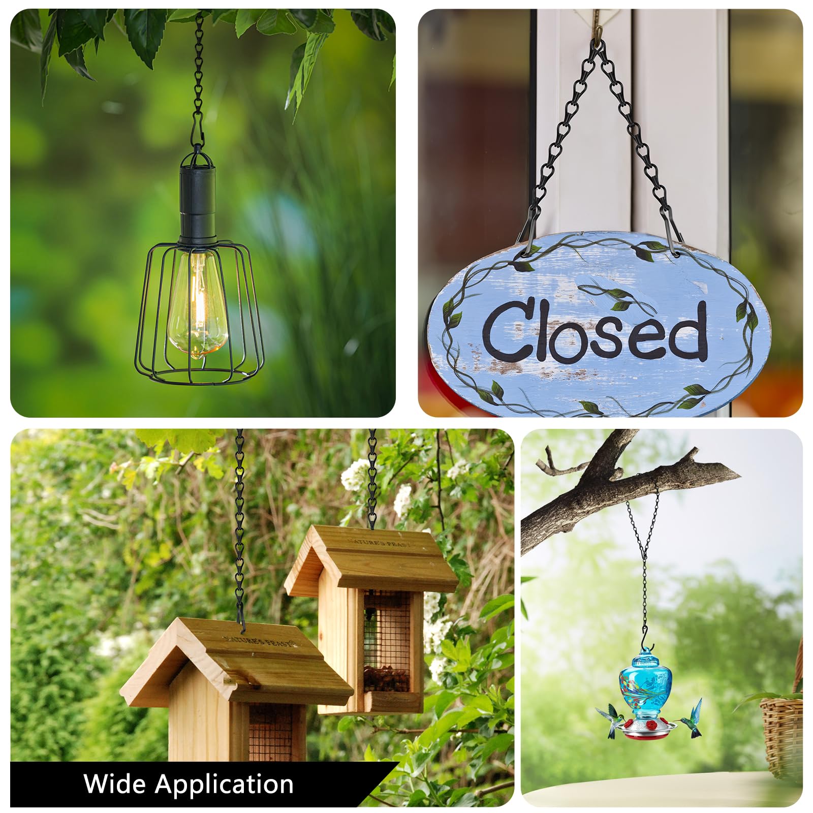 Garini bird-feeder chains setup keeps feeders elevated.