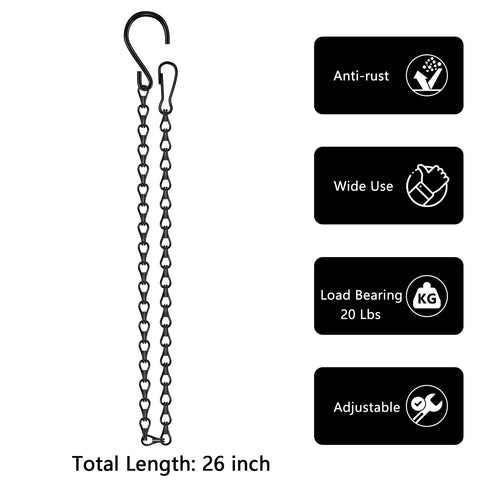 Garini black hanging chain 4-pack provides sturdy, weather-resistant support.