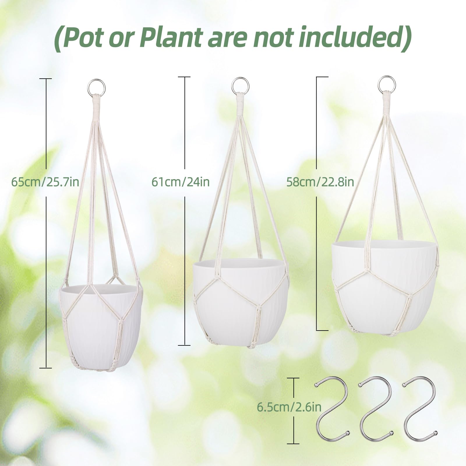 Garini hanging planter with 3 hooks ideal for boho wall decor.