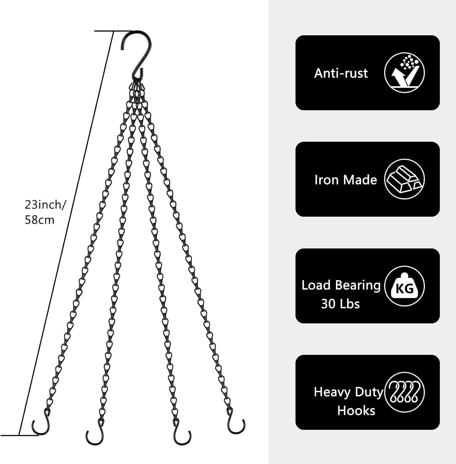 garini heavy duty hanging chains resist rust for outdoor use with a clean black finish