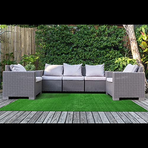 Garland Rug artificial grass 6x9 lawn deck, vibrant green, low-maintenance look.