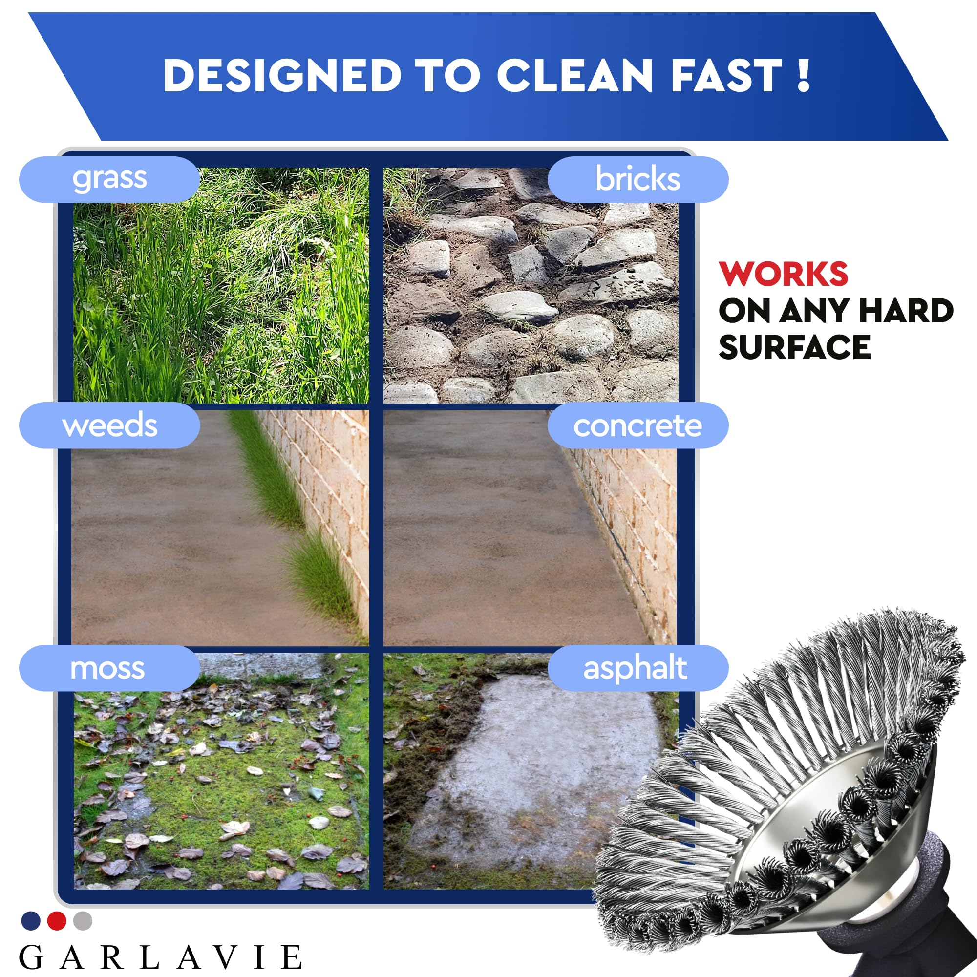 Garlavie weed removal in action demonstrates efficient moss and weed clearance.