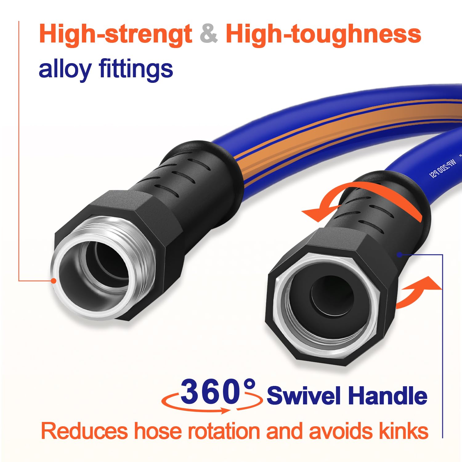 Garlephant garden hose swivel handle eases tightening during use.