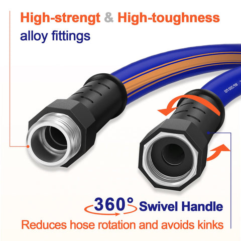Garlephant garden hose swivel handle eases tightening during use.
