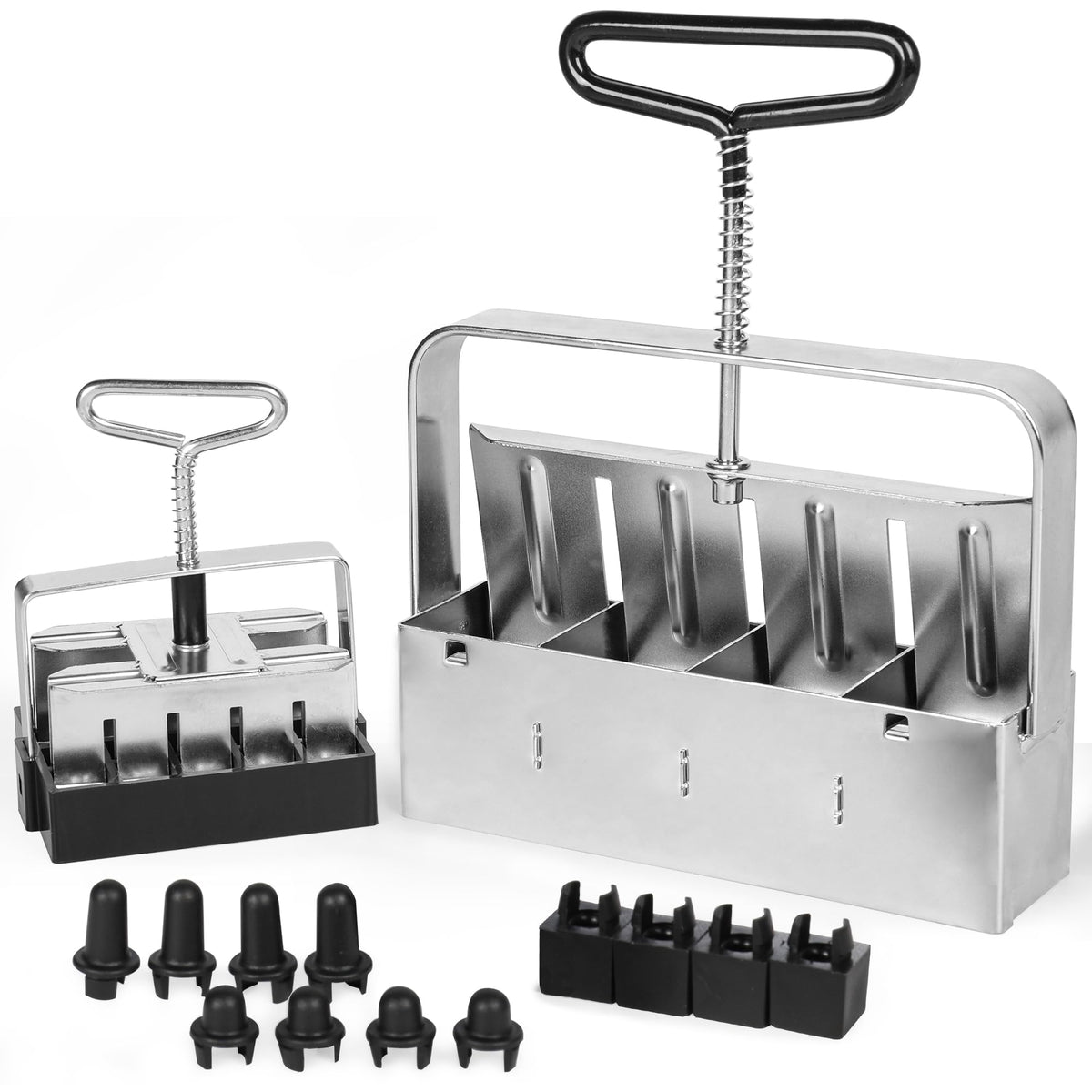 Garlump Tillerman large soil blocker forming 2x2x2 inch blocks for transplant-ready seedlings.
