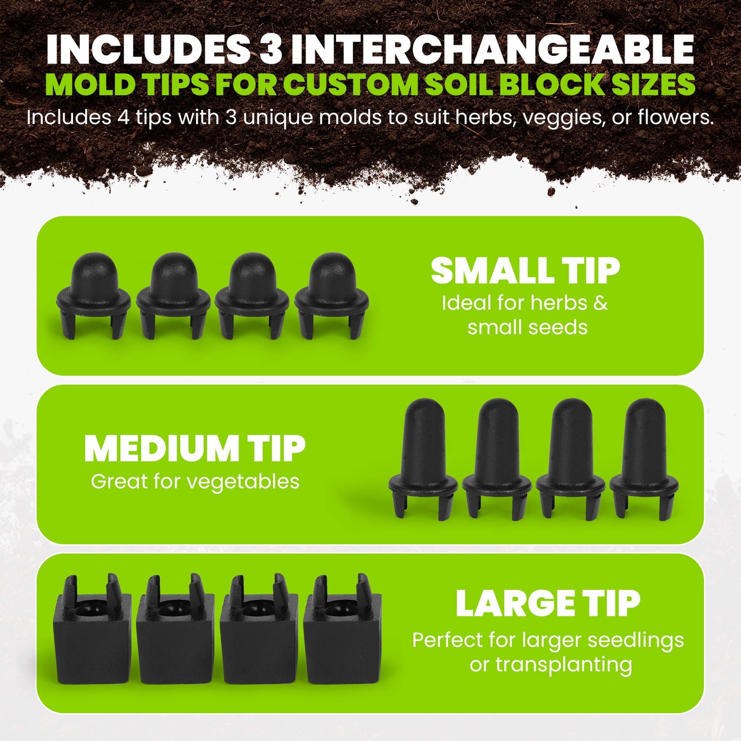 Garlump Tillerman seed pins included extend versatility for different seed kinds.