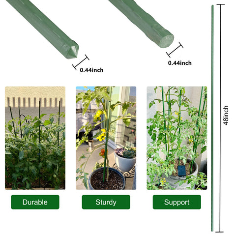 Garmeinea 25-pack garden stakes shown in use supporting climbing plants.