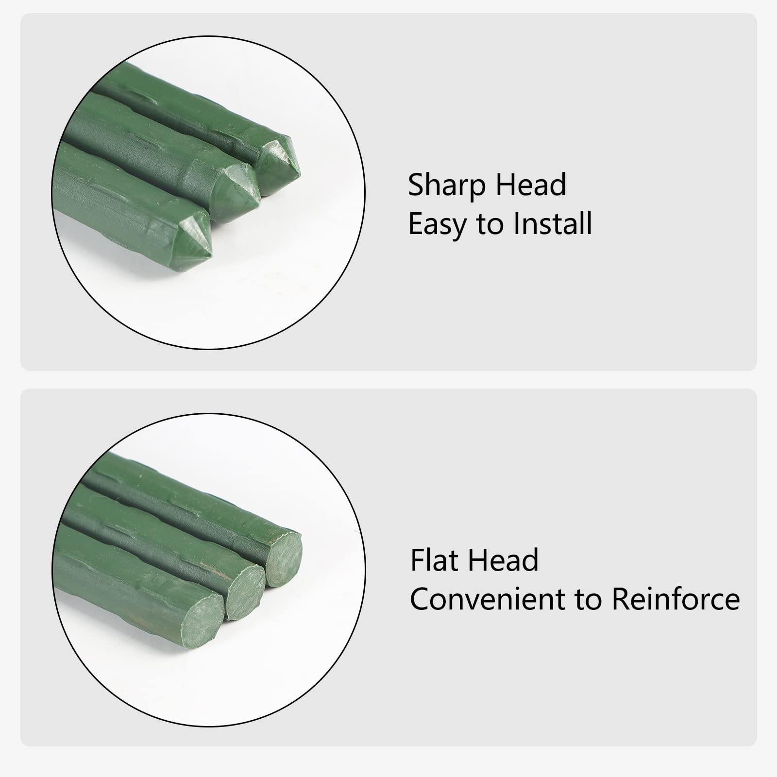 Garmeinea stake highlighting pointed head design for easy installation.