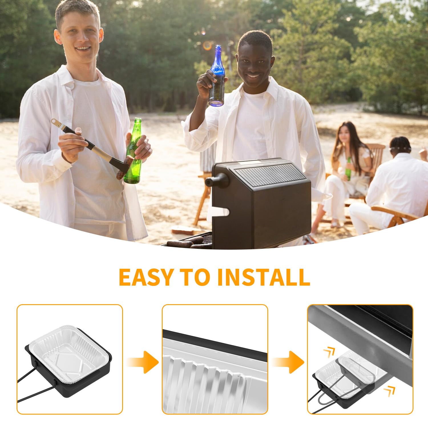 Weather-resistant coated tray endures outdoor grilling with easy maintenance.