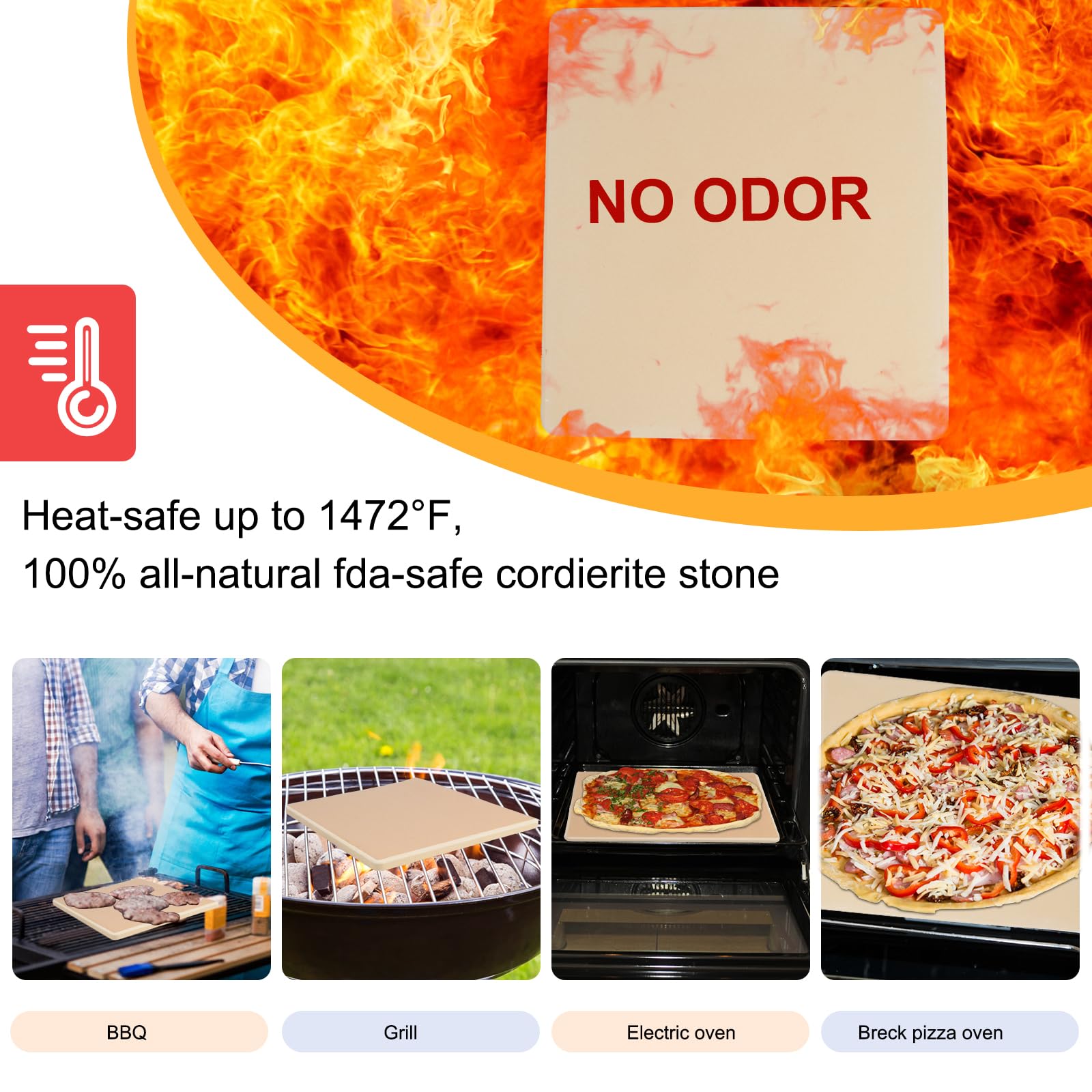Pizza baking on Garpernics stone inside a home oven.