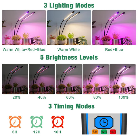 Garpsen grow light-3-modes-dimmable versatile lighting for seeds, seedlings, and greens