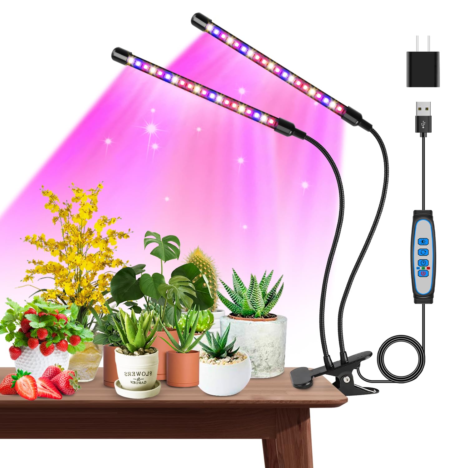 Garpsen grow light clip-2-heads-40-leds boosts indoor plant growth with adjustable clip