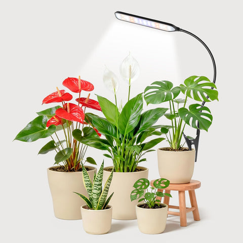 Garpsen Grow Light with clip and gooseneck for precise plant illumination.