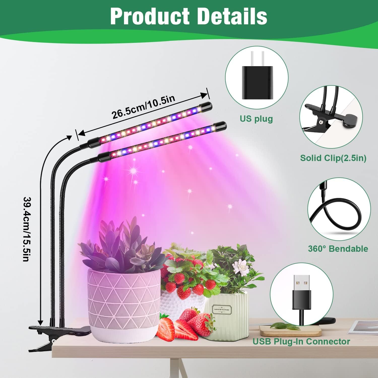 Garpsen Grow Light five dimming levels for brightness control
