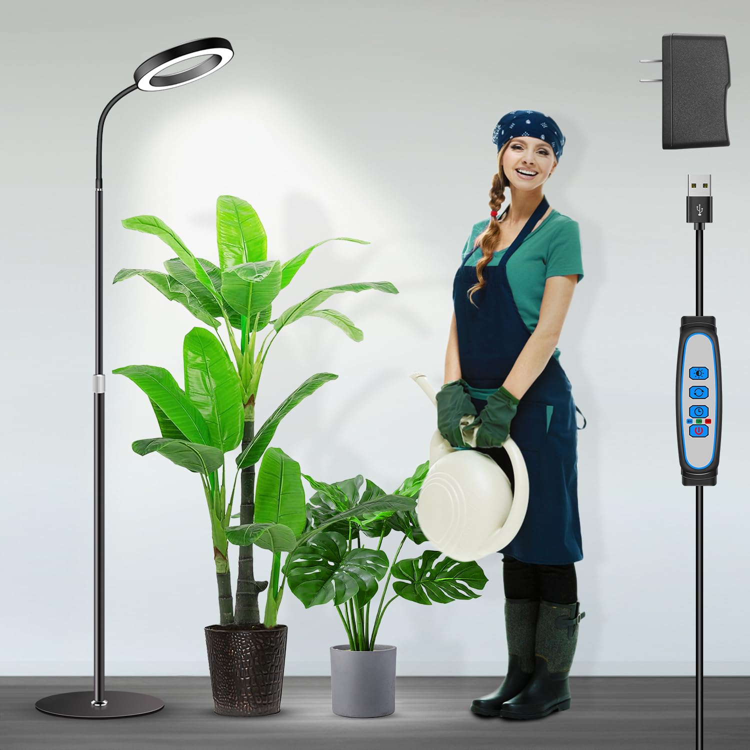 Garpsen Grow Light with ring shade boosts brightness for large indoor plants