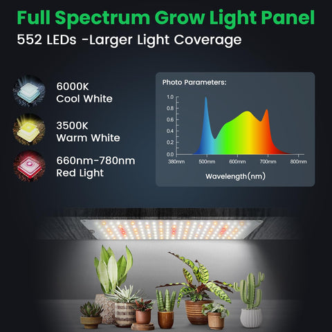 Garpsen Grow Light spectrum switch with 6000K, 3500K and 5000K options