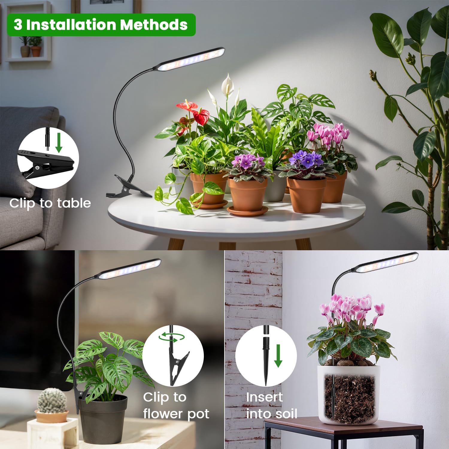 Garpsen timer-equipped light supports 6/12/16-hour schedules automatically.