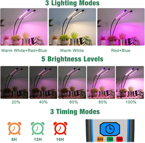 Garpsen Grow Light timer setup supports hands-free daily scheduling