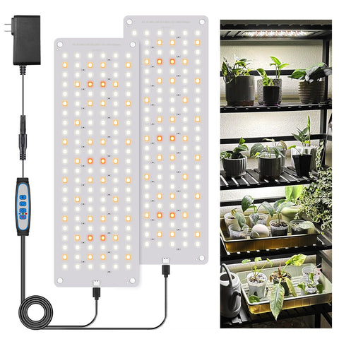 Garpsen Grow Lights 276 LED full spectrum panel on a plant stand.