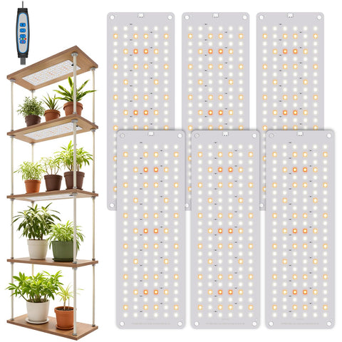 Garpsen six-panel grow light full setup illuminates indoor plants with a comprehensive full-spectrum approach.
