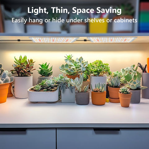 Garpsen LED close-up highlights full-spectrum LEDs for healthy seedling growth.