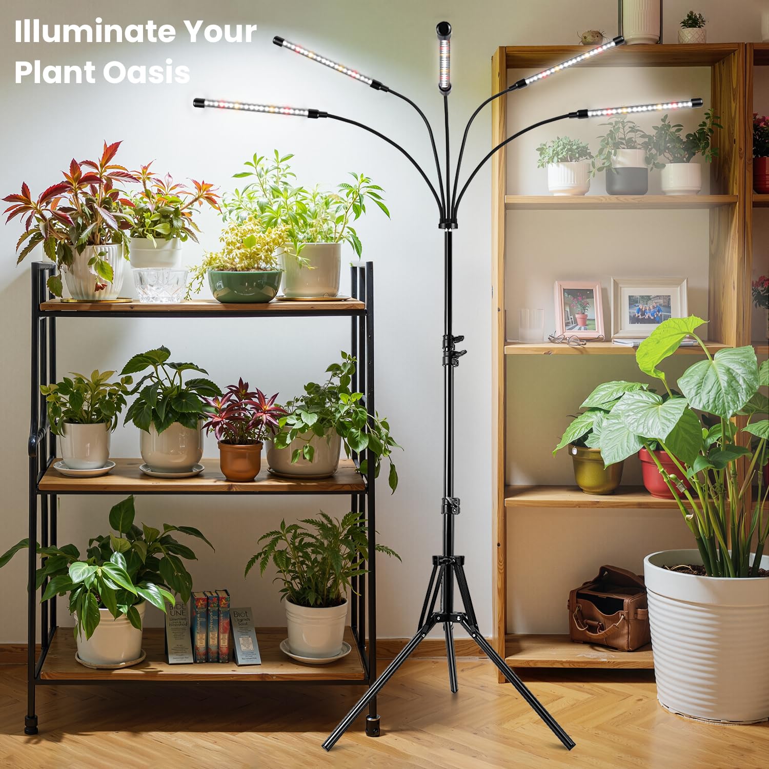 Garpsen adjustable tripod stand supports precise light positioning on desks and shelves.