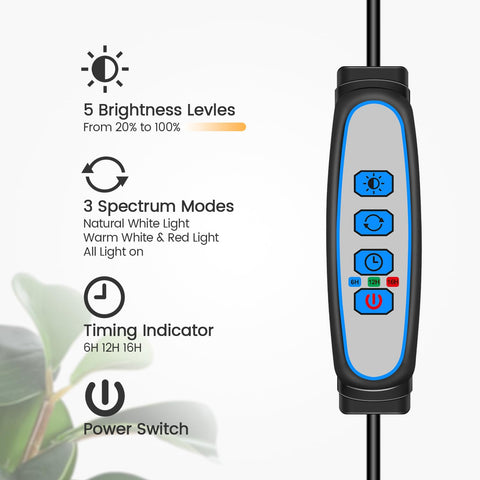 Garpsen Halo Grow Lights height adjustment supports tall, leafy varieties