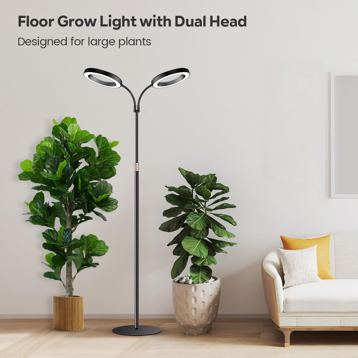 Garpsen Halo Grow Lights stand with adjustable height fits desks to shelves