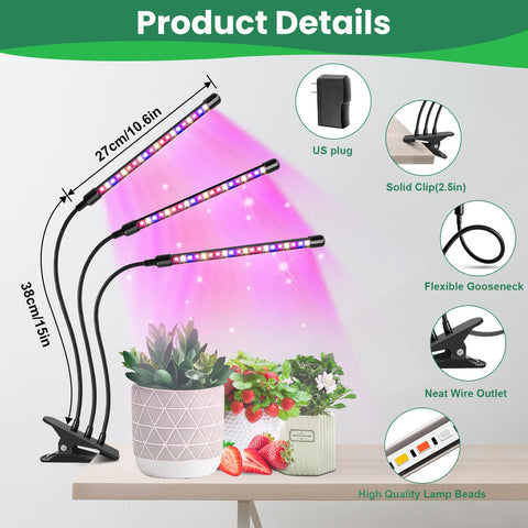 Garpsen timer-equipped grow light with 6/12/16h automation for plant care.