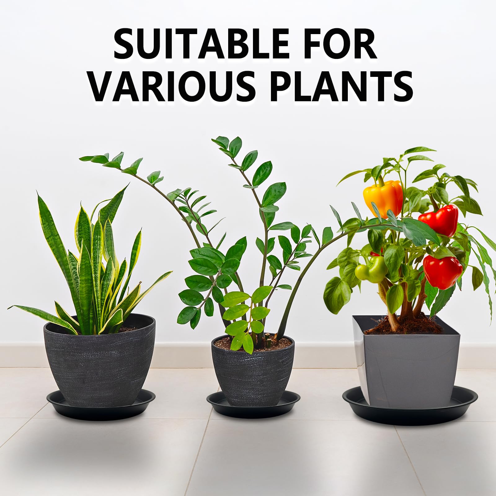 Garrdeen 10-inch plant saucer top view, versatile drip tray for larger pots.