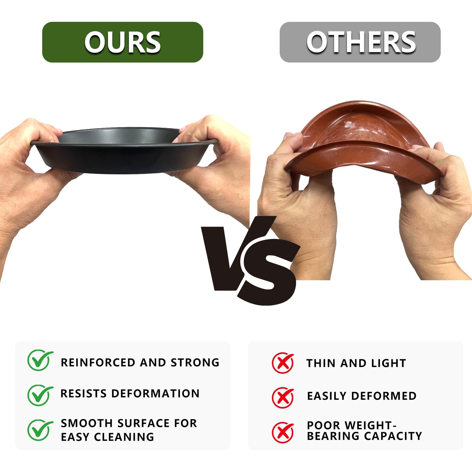 Garrdeen 12-inch plant saucer edge view, strong and durable.