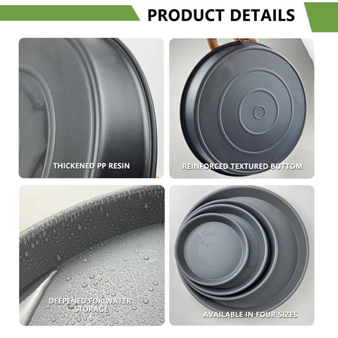 Garrdeen 12-inch plant saucer side view, crack-resistant design.