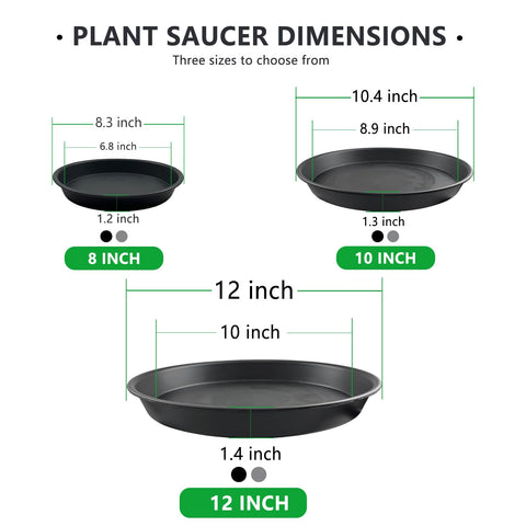 Garrdeen 8-inch plant saucer side view shows reinforced construction for durability.