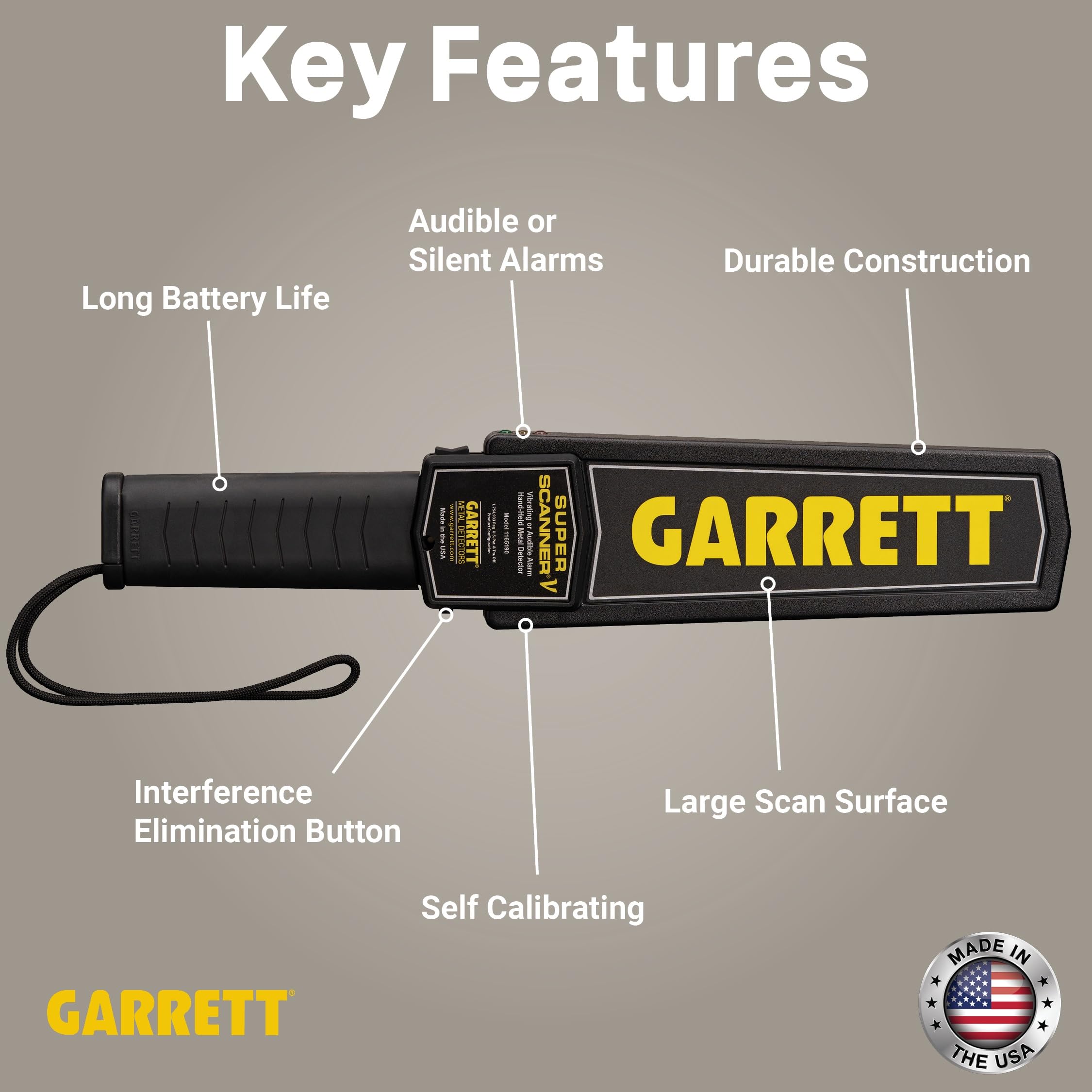 Garrett Super Scanner V made in USA signals reliability and quality