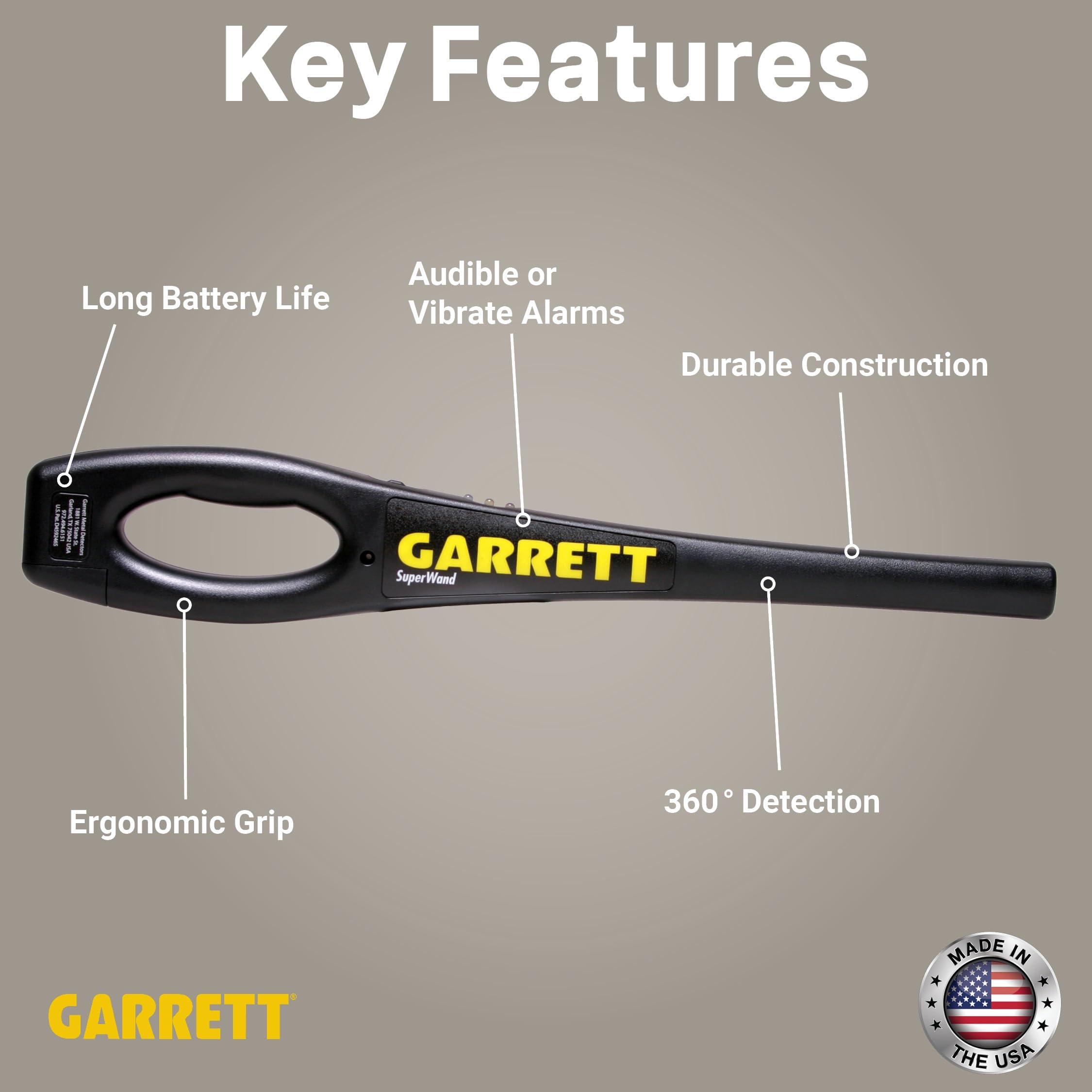Garrett SuperWand dual-alarm-modes provide clear, efficient alerts.