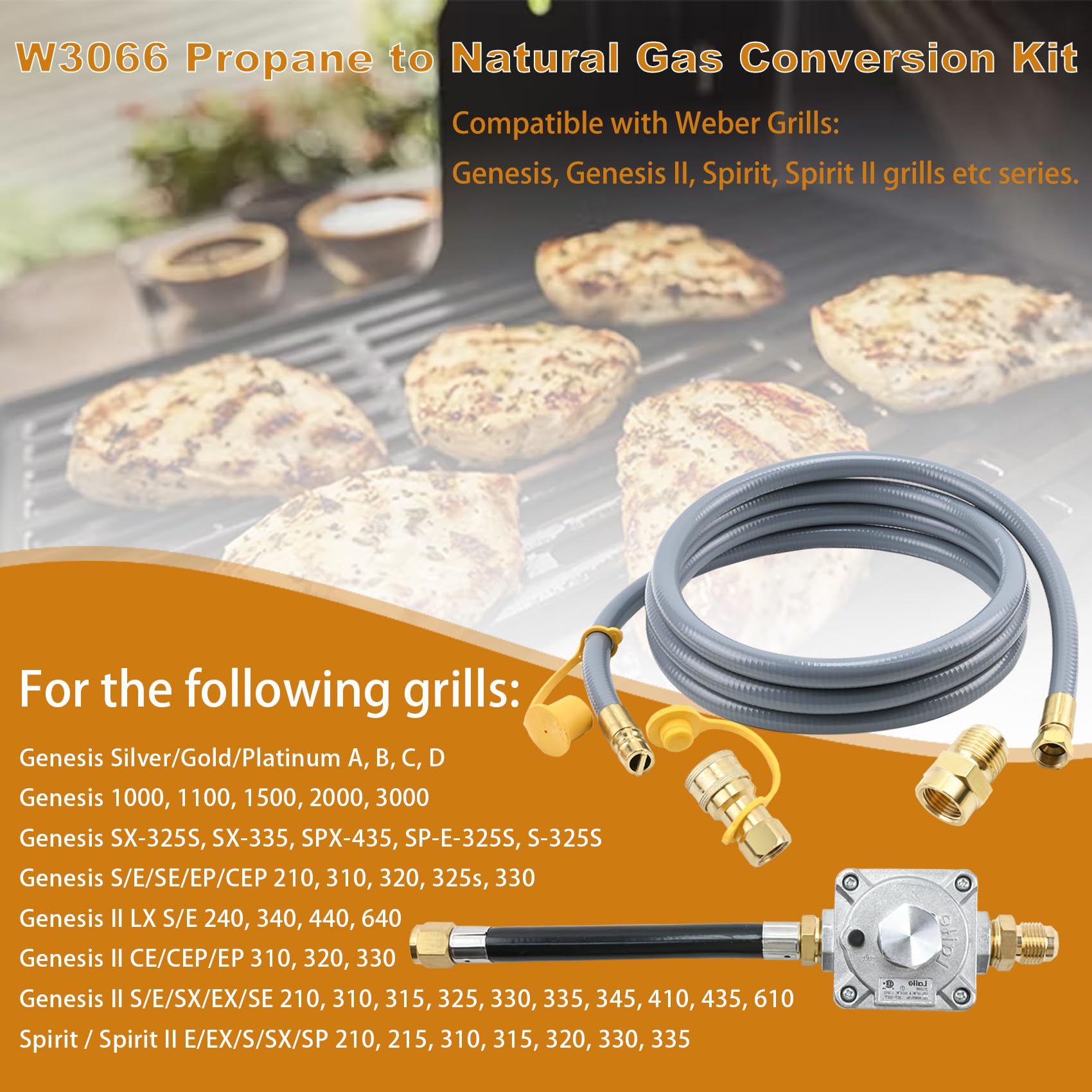 Garsoo solid brass fittings ensure durable gas connections during grilling sessions.