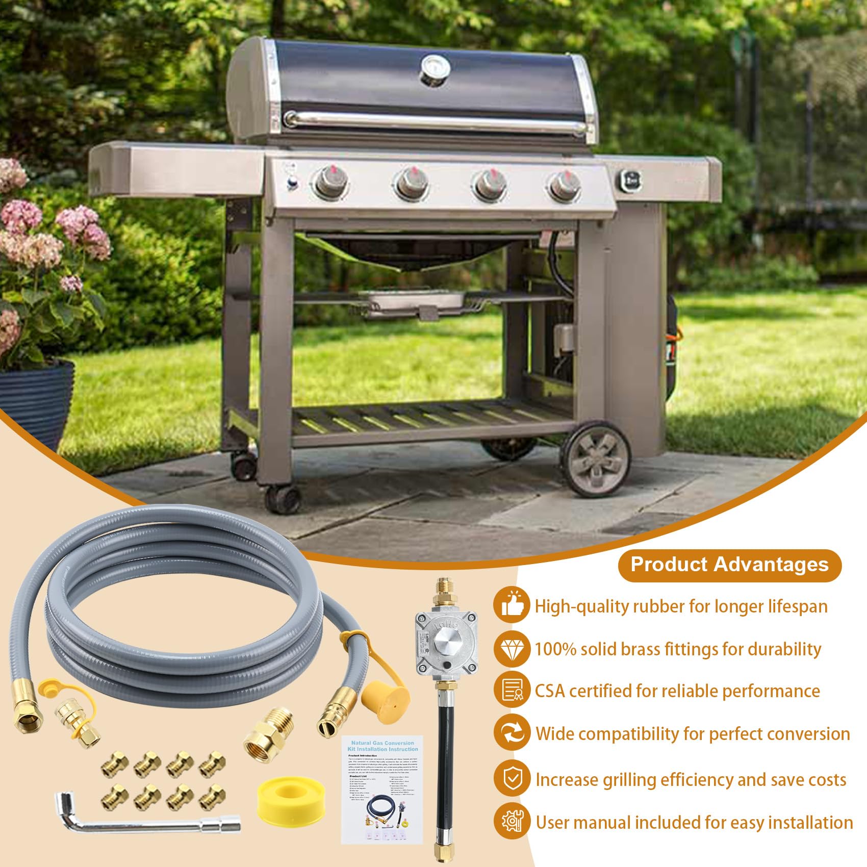 Garsoo installation manual for quick, safe Weber grill conversion.