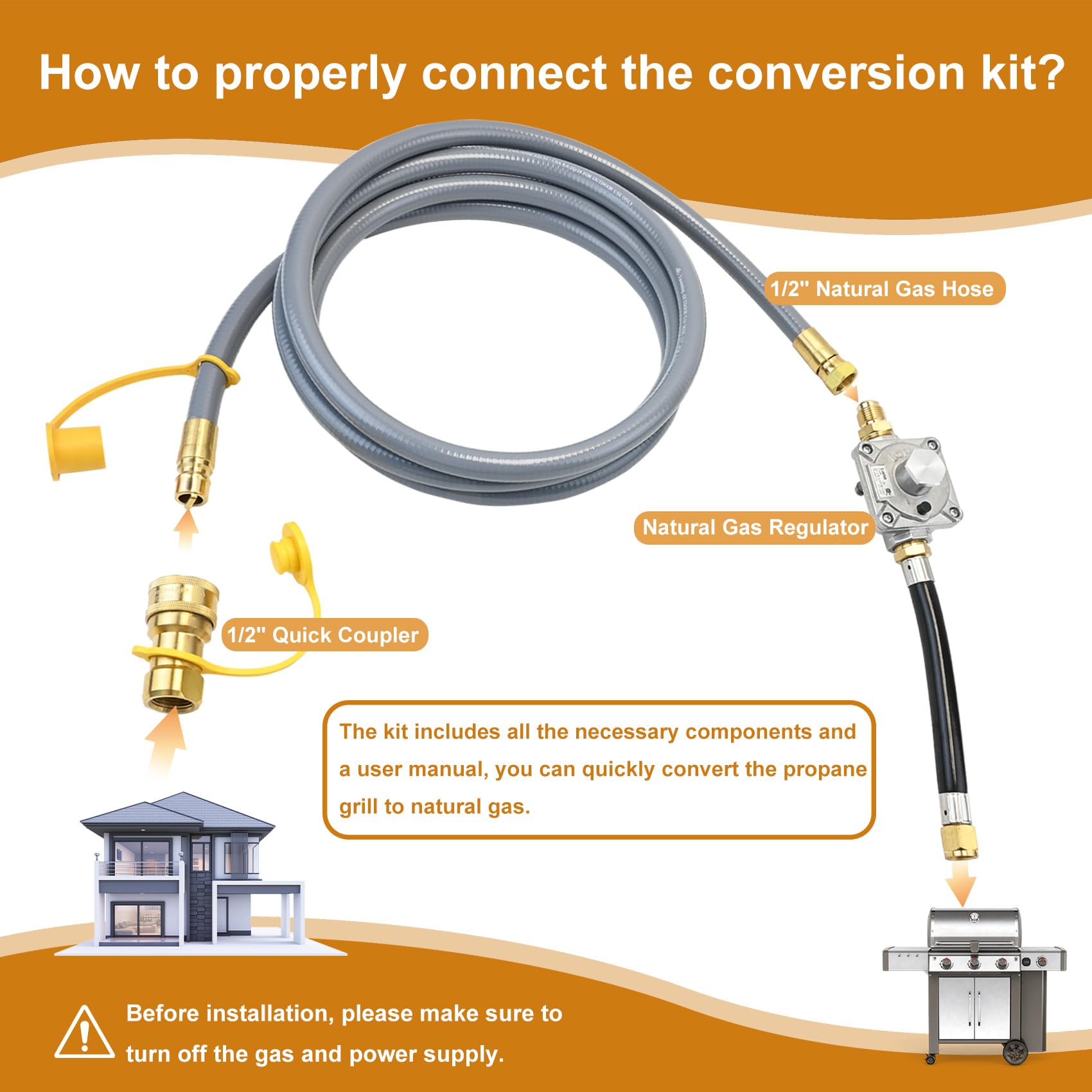 Garsoo natural gas regulator for Weber conversion providing stable flame.