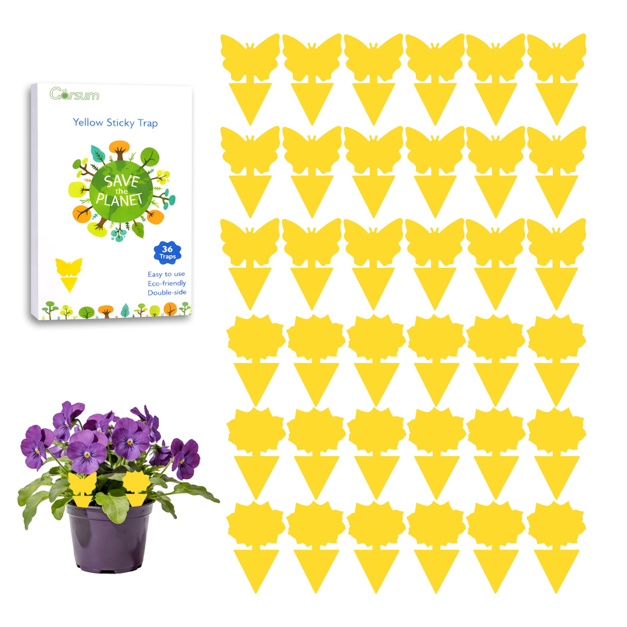 Garsum fruit fly sticky trap, 36-pack, for indoor and outdoor pest control.