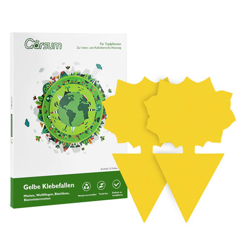 Garsum fruit fly trap yellow sticky 18-pack attracts and captures pests on indoor plants