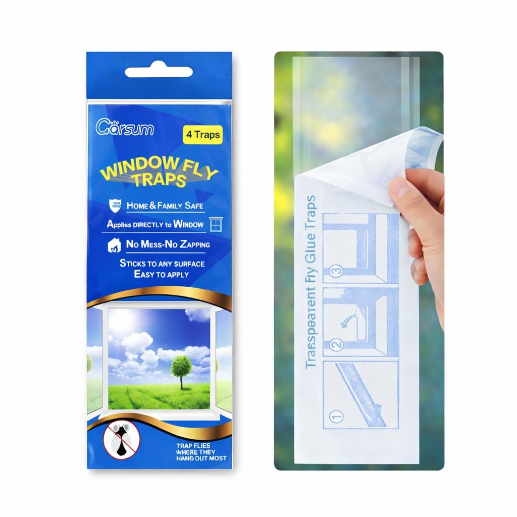 Garsum window fly trap on glass keeps rooms pest-free with quick, non-messy use.