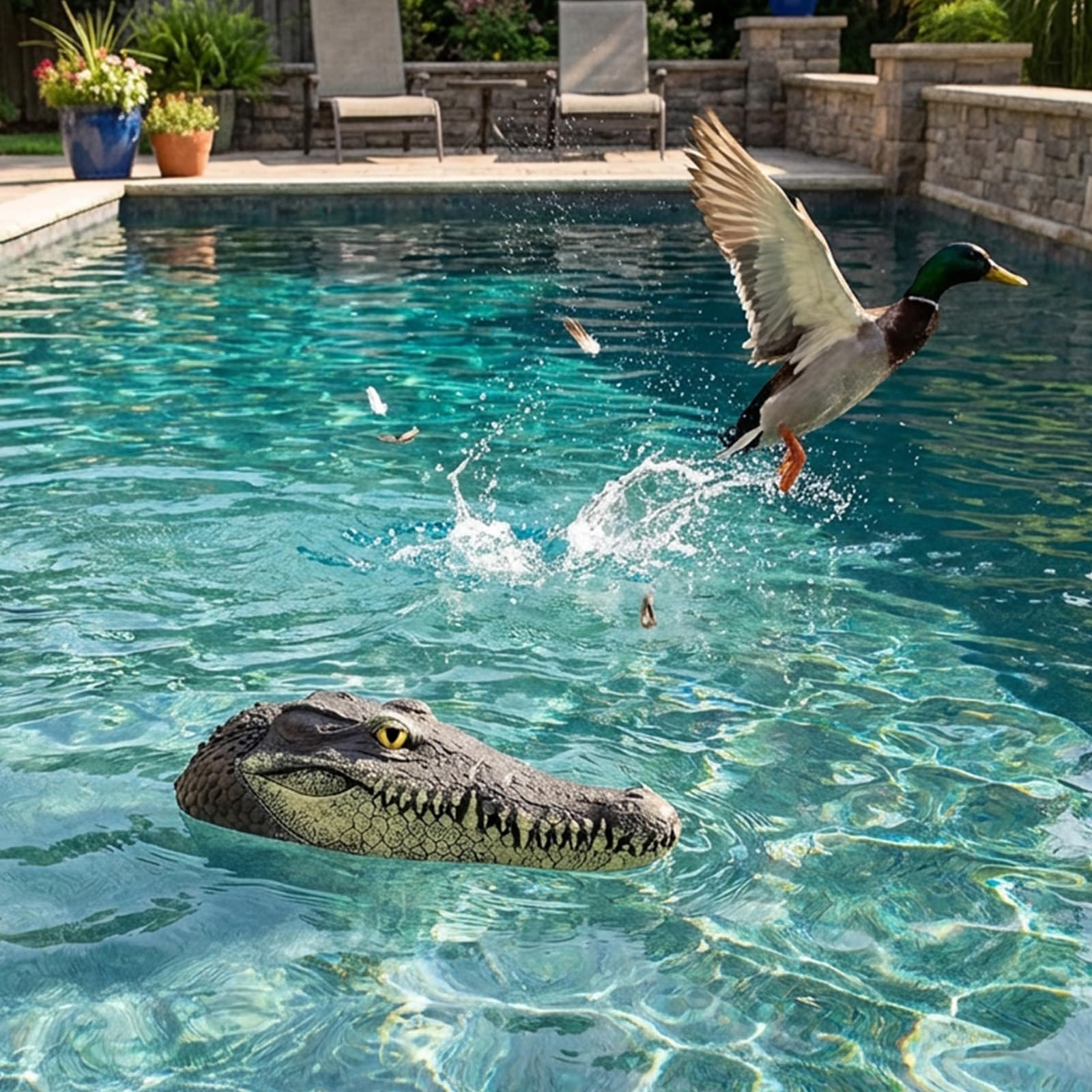 GARTENGERATE outdoor pool gator head decor enhances yard appeal and conversation.