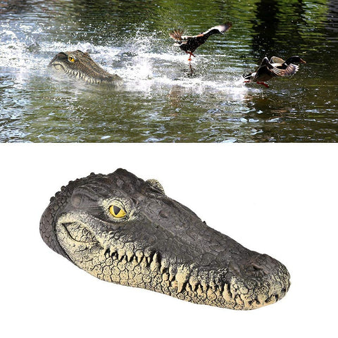 GARTENGERATE pond floating alligator head decoy deters birds with lifelike presence.