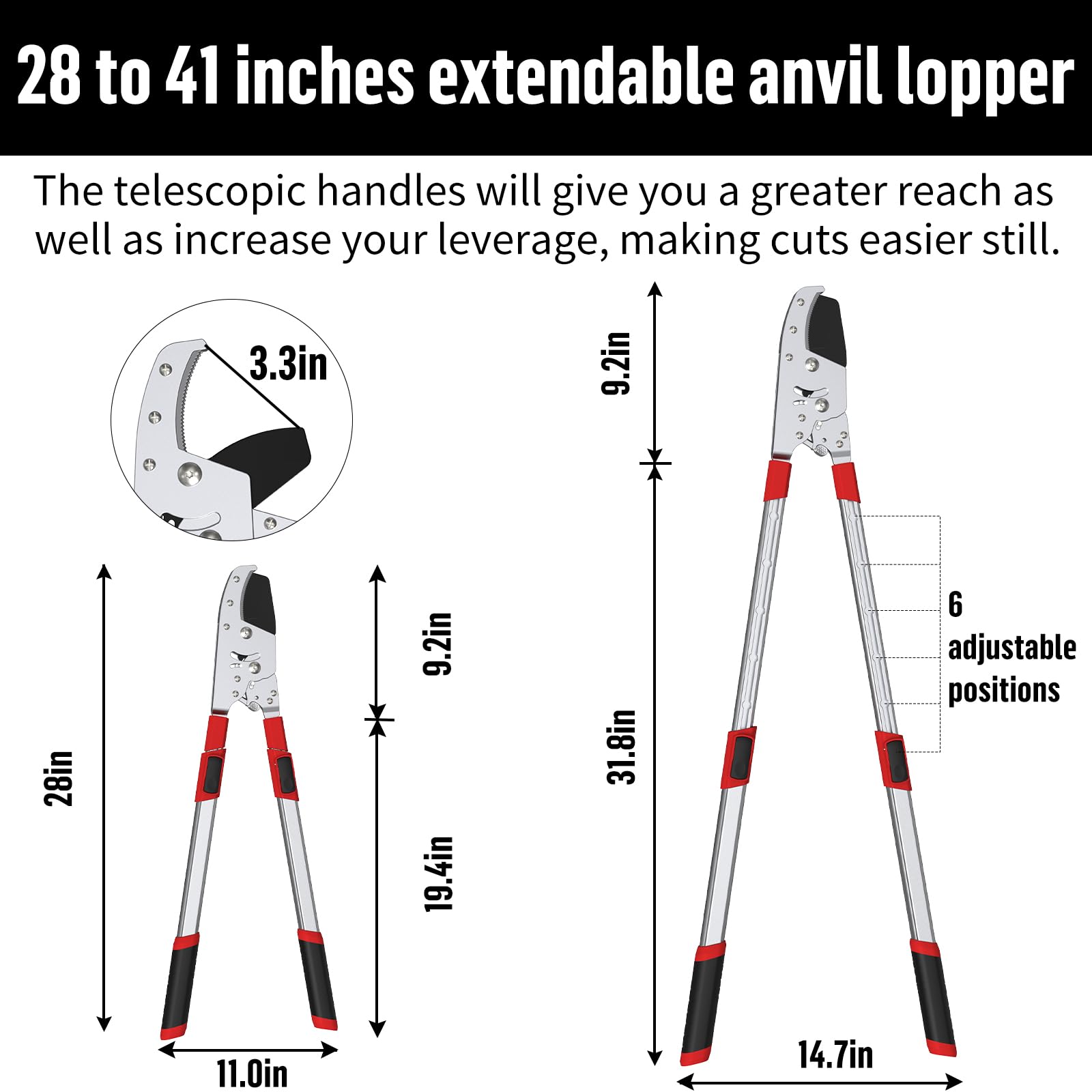 GARTOL anvil lopper offers clean cuts on dense, hard branches up to 2.5 inches.