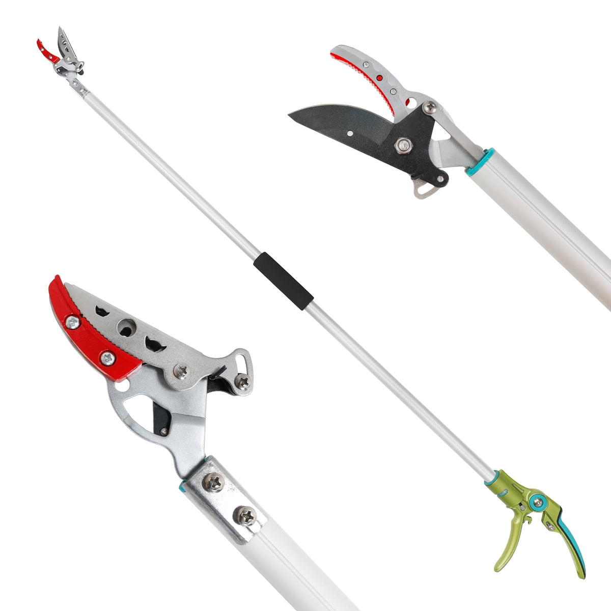 GARTOL cut & hold pole pruner showing 4.2 ft reach for ground-level pruning and fruit harvesting